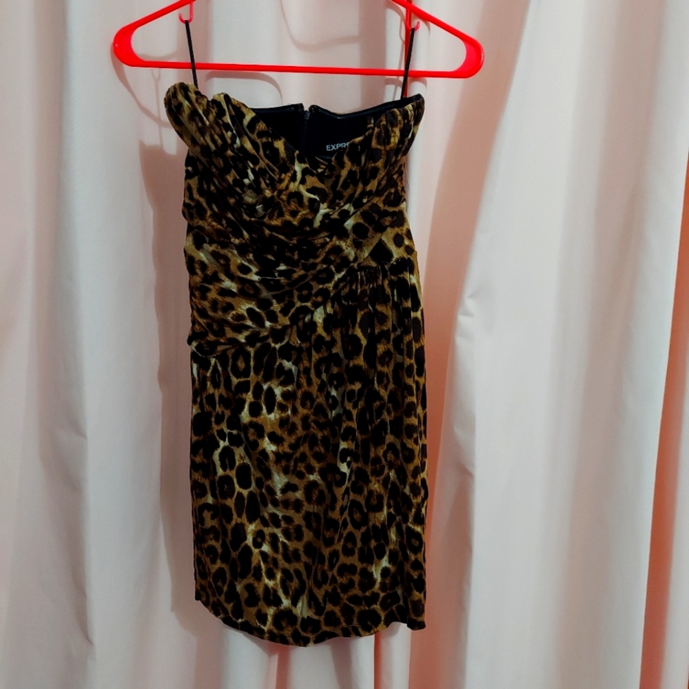 Express Cheetah Print Strapless Dress